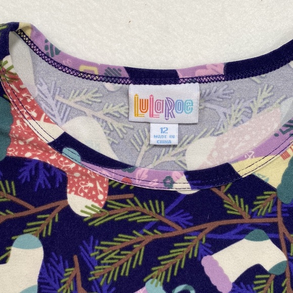 Lularoe Short Sleeve T Shirt Christmas Stockings Blue Womens Size 12 - Picture 2 of 7
